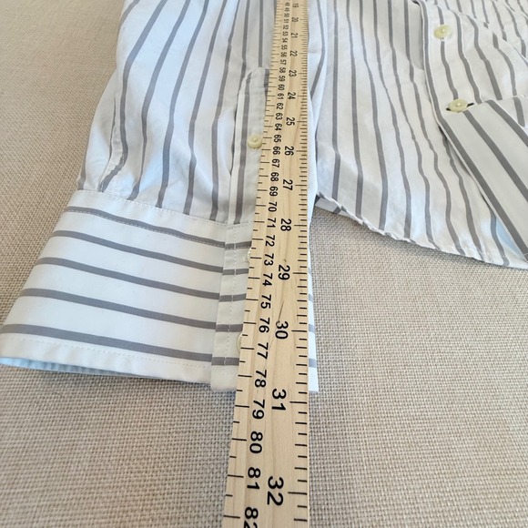 Abercrombie & Fitch Mens XXL Muscle Fit Striped Button Down Shirt White Grey - Picture 6 of 7